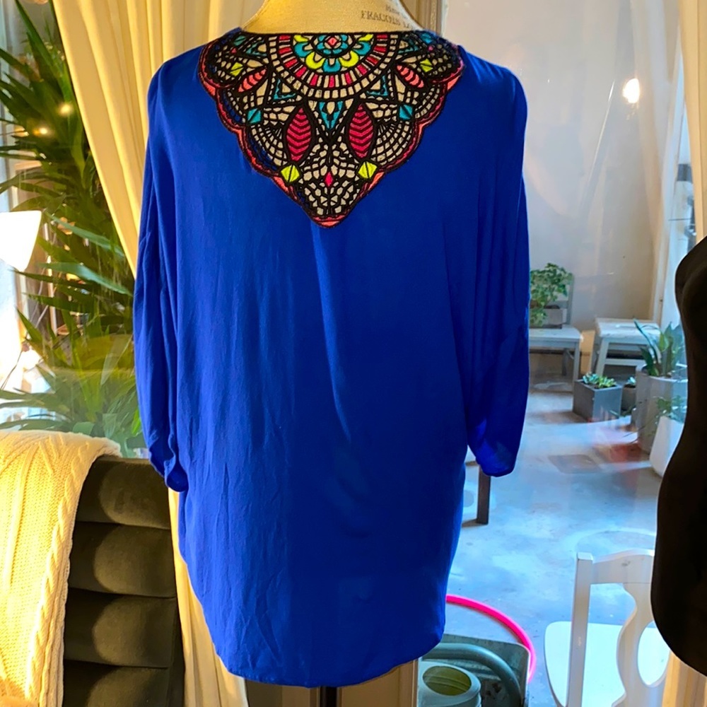 Xhilaration Small blue black embroidered colorful design swimsuit cover beach​